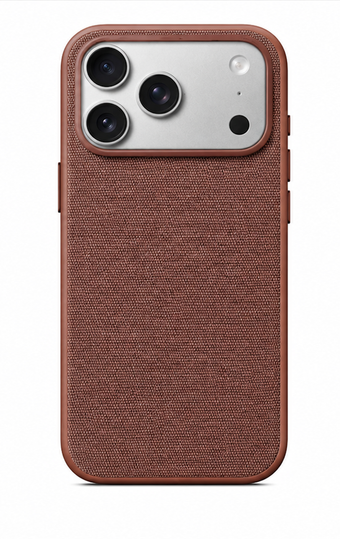 Slacked Woven iPhone Case in burgundy, textile back with raised camera surround