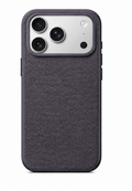 Slacked Woven iPhone Case in aubergine, deep dark purple textile back with raised camera surround